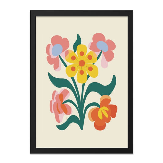 Floral Wall Art Print, Colorful Flower Poster, Retro Botanical Decor, Modern Home Art, Scandinavian Style Artwork, Gallery Wall Art - Tawshia