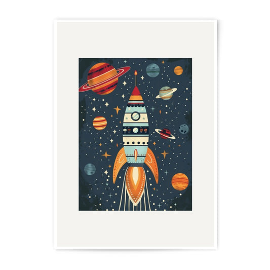 Rocket Ship Photographic Print, Outer Space Art Print, Planets Wall Art, Space Nursery Decor, Kids Room Art, Galaxy Print, Space Theme - Tawshia