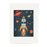 Rocket Ship Photographic Print, Outer Space Art Print, Planets Wall Art, Space Nursery Decor, Kids Room Art, Galaxy Print, Space Theme - Tawshia