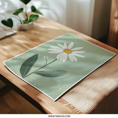 Daisy Photographic Print, Minimalist Floral Wall Art, Botanical Photo, Flower Illustration, Green Art Print, Home Decor, Gift Idea - Tawshia