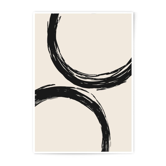 Abstract Circles Photographic Print, Minimalist Art, Black and Beige Wall Decor, Modern Home Art, Zen Circle Painting, Brush Stroke Art - Tawshia