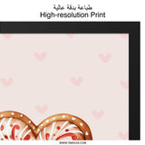 Heart Cookie Wall Art, Valentine Wall Decor, Sweet Love Print, Kitchen Wall Decor, Heart Shape Art, Cute Dessert Art, Framed Wall Art - Tawshia