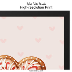 Heart Cookie Wall Art, Valentine Wall Decor, Sweet Love Print, Kitchen Wall Decor, Heart Shape Art, Cute Dessert Art, Framed Wall Art - Tawshia