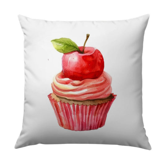 Apple Cupcake Pillow, Foodie Decor, Watercolor Painting, Sweet Treat Throw Pillow, Kitchen Decor, Dessert Art Print Pillow, Yummy Pillow - Tawshia