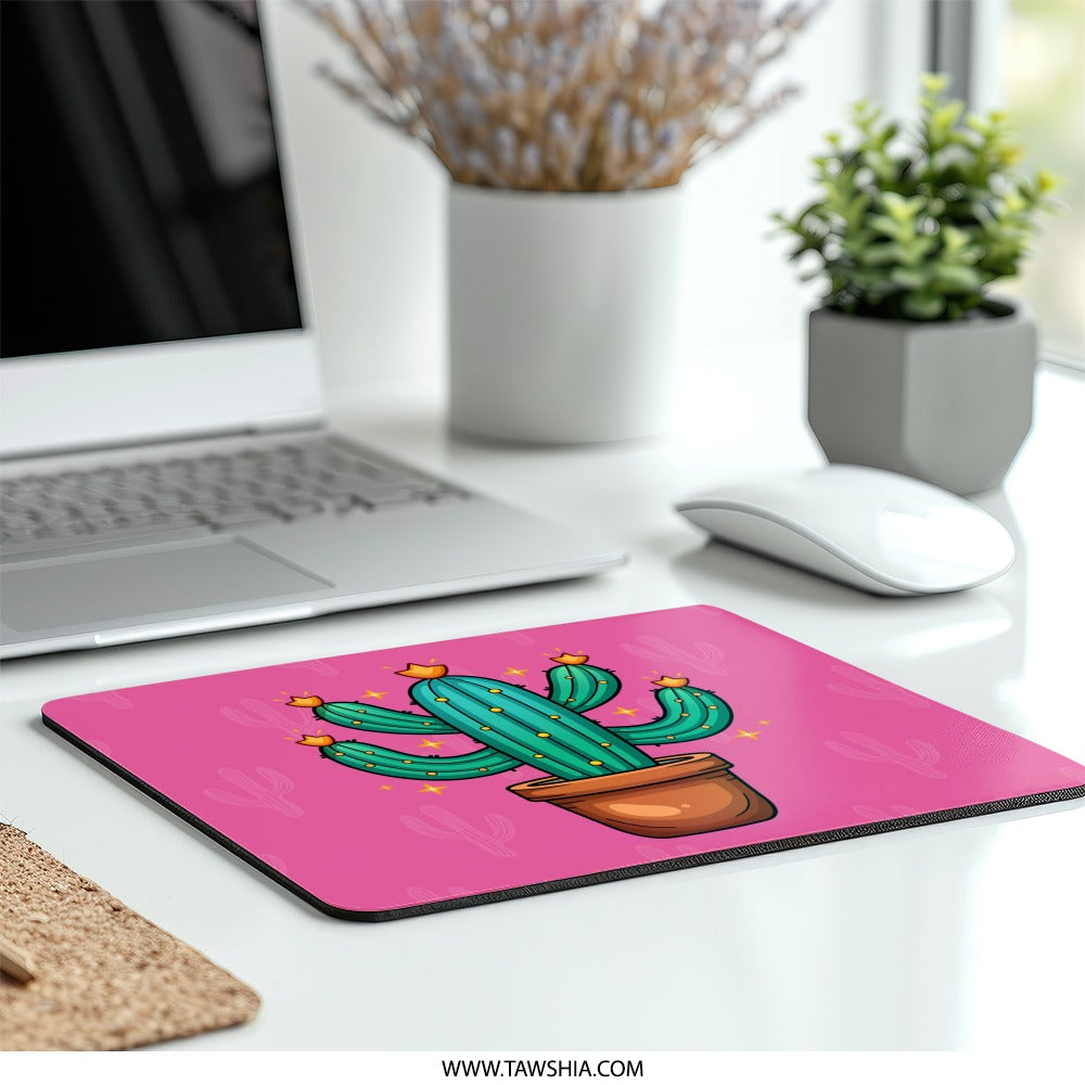 Cactus Mouse Pad, Potted Plant, Cute Desert Plant, Office Decor, Computer Accessory, Desk Mat, Gaming Mousepad - Tawshia