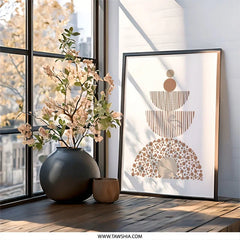 Geometric Wall Art, Modern Wall Decor, Abstract Art Print, Minimalist Home Decor, Neutral Tones Art, Boho Wall Art, Stylish Wall Decor - Tawshia