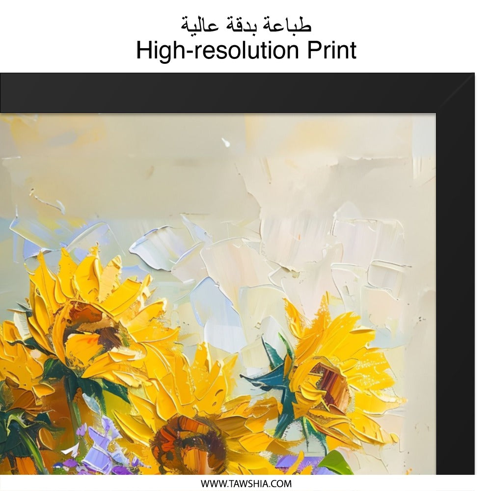 Sunflower Wall Art, Floral Painting Print, Still Life Art, Rustic Decor, Yellow Flower Art, Home Decor Wall Art, Sunflowers Bouquet - Tawshia