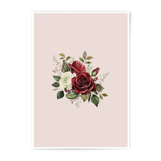 Rose Bouquet Photographic Prints, Floral Wall Art, Botanical Decor, Flower Art Print, Red and White Roses, Elegant Home Decor, Gift Idea - Tawshia