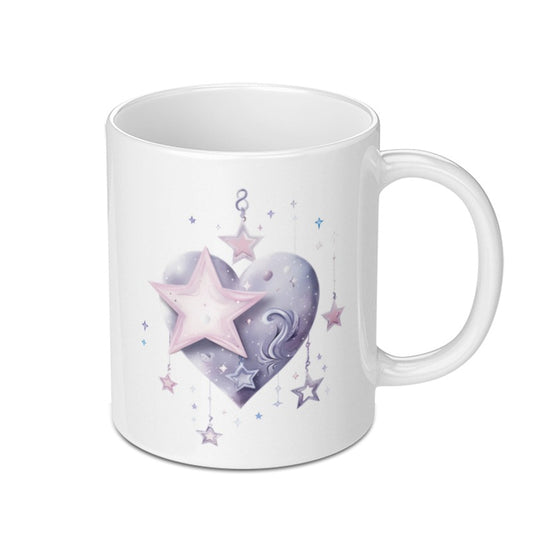 Star Heart Mug, Cute Mug, Dreamy Mug, Celestial Mug, Coffee Mug, Tea Mug, Stars Mug, Heart Mug, Unique Mug, Gift Mug - Tawshia