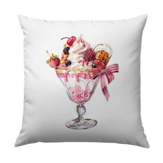 Dessert Pillow, Ice Cream Pillow, Foodie Decor Pillow, Cherry and Berry Pillow, Sweet Treat Gift, Kitchen Decor Pillow, Watercolor Art - Tawshia