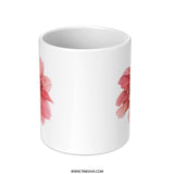 Red Dahlia Flower Mug, Floral Art Coffee Mug, Botanical Print Gift, Unique Design Mug, Elegant Drinkware, Flower Lover Present - Tawshia