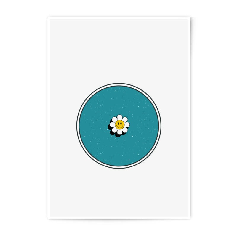 Smiley Daisy Photographic Prints, Funky Art Print, Retro Flower Decor, Happy Home Decor, Cute Wall Art, Minimalist Circle Print - Tawshia
