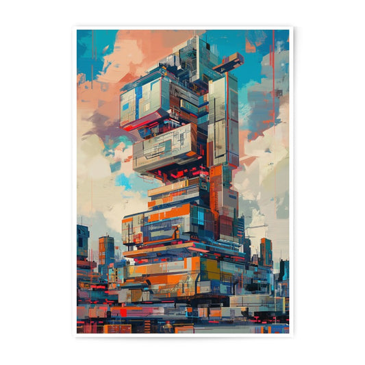Abstract Cityscape Photographic Print, Modern Architecture Art, Colorful Urban Art, Geometric Building Print, City Skyline Photo - Tawshia