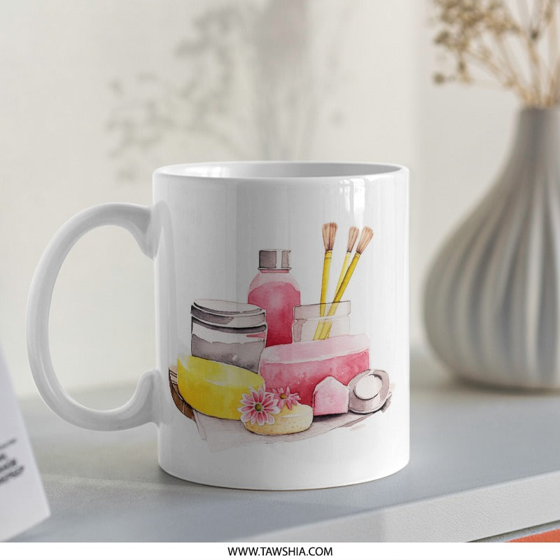 Spa Day Mug, Watercolor Art Mug, Self Care Mug, Pamper Mug, Beauty Mug, Unique Mug, Gift for Her, Relaxing Mug, Artistic Mug SKU: MG10004198 - Tawshia