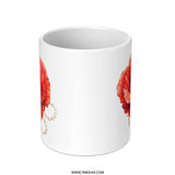 Red Poppy Flower Mug, Floral Coffee Cup, Pearl Art Mug, Flower Lover Gift, Botanical Mug, Decorative Mug, Gift For Her - Tawshia