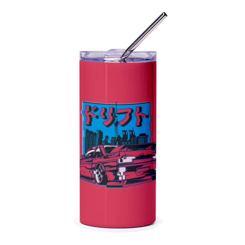 Vibrant Red Urban Car Illustration Tumbler product type