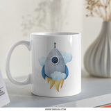 Rocket Ship Mug, Space Mug, Blast Off Mug, Kids Mug, Childrens Mug, Outer Space Mug, Gift Mug, Funny Mug - Tawshia