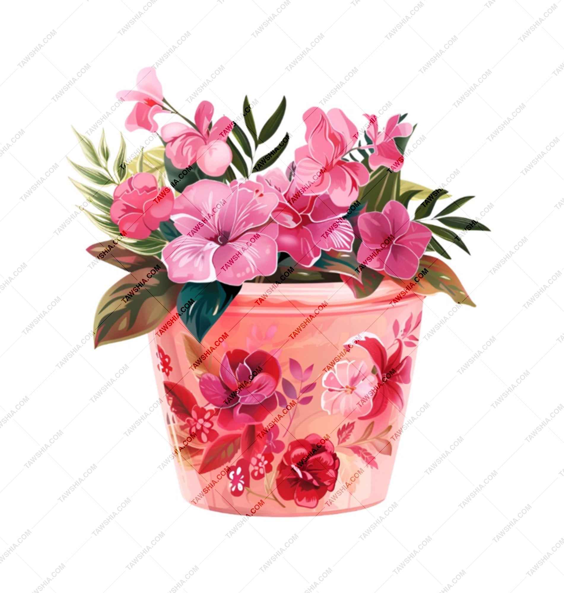 Floral Garden Mug, Flower Pot Design, Botanical Mug, Pink Flowers, Gift for Gardeners, Cute Coffee Mug, Tea Mug, Novelty Mug, Art Mug - Tawshia