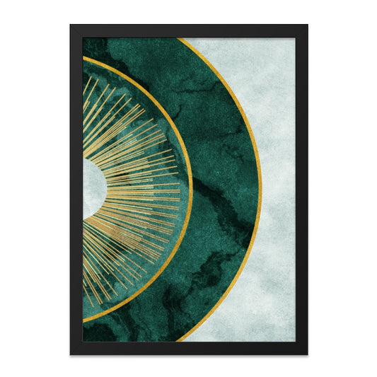 Emerald Gold Burst Wall Art, Abstract Circle Print, Modern Home Decor, Elegant Wall Decor, Stylish Artwork, Contemporary Design - Tawshia