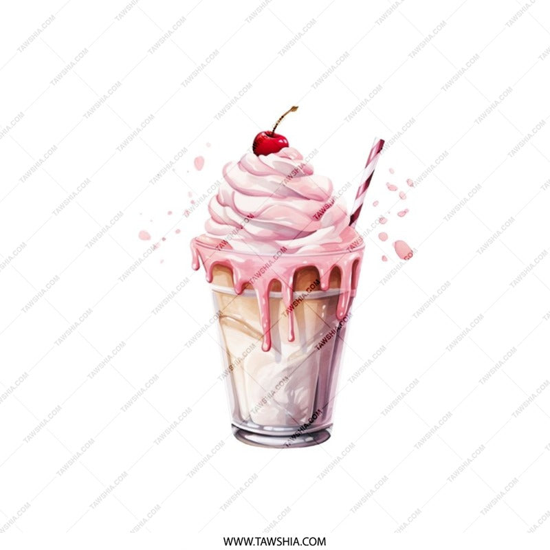 Milkshake Pillow, Dessert Pillow, Pink Treat Pillow, Foodie Gift Pillow, Sweet Tooth Decor Pillow, Cherry Topping Pillow - Tawshia