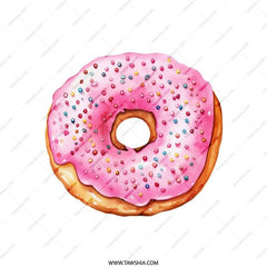 Pink Donut Pillow, Watercolor Food Throw Pillow, Sprinkled Donut Cushion, Cute Dessert Pillow, Home Decor Pillow, Sweet Treat - Tawshia