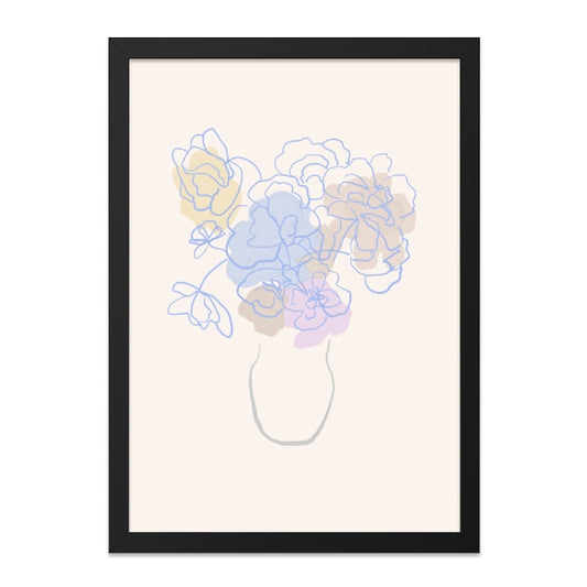 Abstract Floral Wall Art, Pastel Flower Print, Minimalist Vase Art, Modern Home Decor, Line Art Flowers, Trendy Wall Hanging - Tawshia