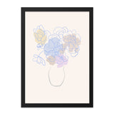 Abstract Floral Wall Art, Pastel Flower Print, Minimalist Vase Art, Modern Home Decor, Line Art Flowers, Trendy Wall Hanging - Tawshia