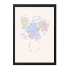 Abstract Floral Wall Art, Pastel Flower Print, Minimalist Vase Art, Modern Home Decor, Line Art Flowers, Trendy Wall Hanging - Tawshia