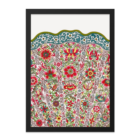 Floral Fan Wall Art, Botanical Print, Vintage Flower Decor, Antique Asian Art, Decorative Fan Art, Oriental Wall Hanging, Unique Home Decor - Tawshia