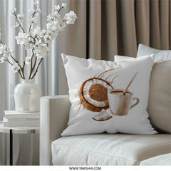 Coconut Drink Pillow, Tropical Pillow, Summer Decor Pillow, Beach House Pillow, Home Decor Pillow, Decorative Pillow - Tawshia