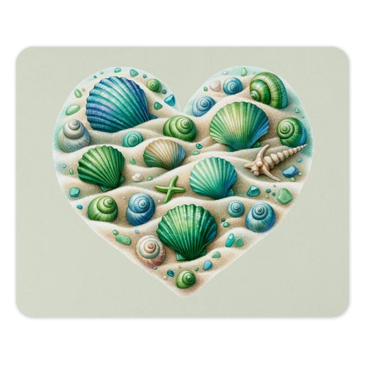 Heart Seashells Mouse Pad, Beach Theme Decor, Ocean Lover Gift, Coastal Art Mousepad, Seashell Art, Colorful Mousepad, Desk Accessories - Tawshia