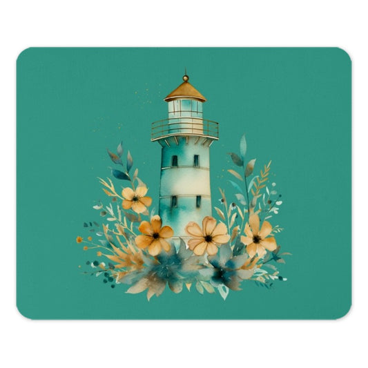 Lighthouse Mouse Pad, Floral Mousepad, Coastal Decor, Beach Mouse Pad, Watercolor Mouse Pad, Teal Mousepad, Nautical Theme - Tawshia