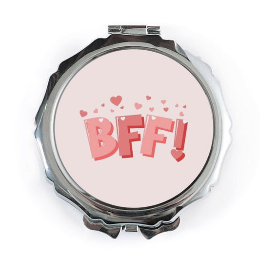 BFF Pocket Mirror, Cute Best Friend Forever Gift, Friendship Mirror, Heart Decor, Cosmetic Mirror, Makeup Mirror, Pocket Mirror - Tawshia