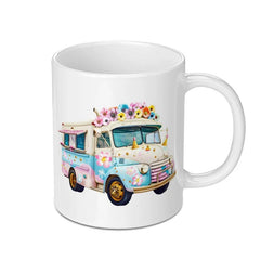 Floral Ice Cream Truck Mug, Cute Mug, Fun Coffee Mug, Gift Mug, Drinkware, Unique Mug Design, Floral Mug, Summer Mug - Tawshia