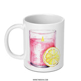 Pink Candle Mug, Lemon Slice, Watercolor Mug, Cute Coffee Mug, Tea Cup, Aesthetic Drinkware, Unique Mug Gift, Colorful Mug, Pretty Mug - Tawshia