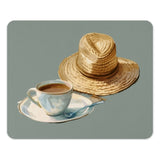Coffee Cup Mouse Pad, Straw Hat Design, Office Decor, Summer Vibes, Stylish Desk Accessory, Gift Idea, Computer Accessory - Tawshia