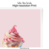 Ice Cream Sundae Photographic Prints, Pink Background Art, Dessert Lover Gift, Home Decor, Kitchen Art, Sweet Treat Photography - Tawshia