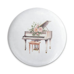 Floral Piano Pinback Button, Music Lover Badge, Elegant Accessory, Musician Gift, Grand Piano Design, Aesthetic Button, Cute Button - Tawshia