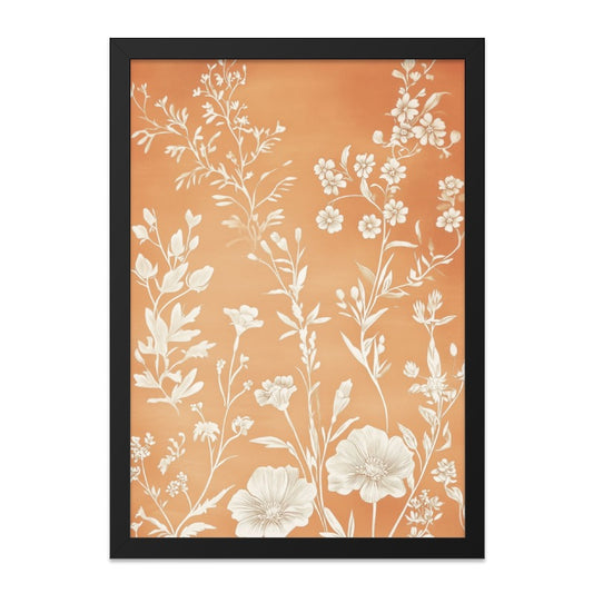 Floral Wall Art, Botanical Print, Orange and White Flowers, Modern Home Decor, Framed Wall Art - Tawshia
