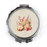 Floral Cookies Pocket Mirror, Heart Shaped Cookies Mirror, Flower Cookies Mirror, Small Makeup Mirror, Cute Mirror, Handbag Mirror - Tawshia