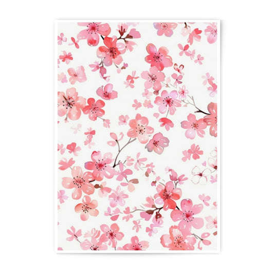 Cherry Blossom Photographic Print, Floral Wall Art, Pink Flower Print, Watercolor Art Print, Japanese Art, Sakura Home Decor, Blossom Decor - Tawshia