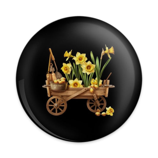 Daffodil Pinback Button, Flower Cart Badge, Spring Button, Floral Pin, Garden Decor, Yellow Flowers, Botanical Button, Gift Idea, Nature - Tawshia