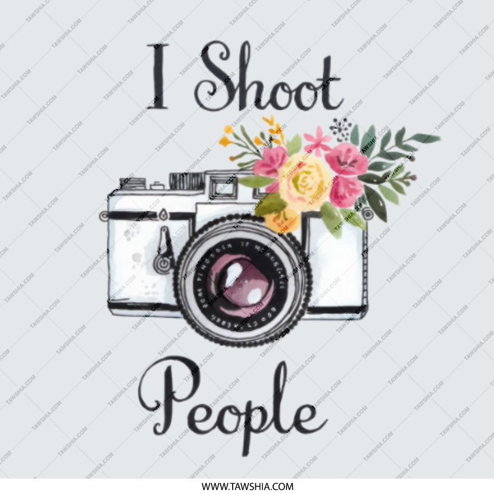I Shoot People Camera Pinback, Photographer Gift, Photo Studio Pin, Funny Photographer Pin, Photography Lover Pinback, Floral Camera Pin - Tawshia