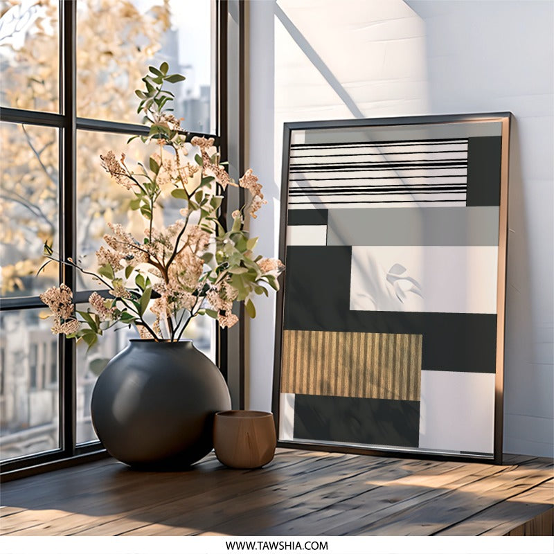 Geometric Abstraction Wall Art, Minimalist Art Print, Modern Home Decor, Contemporary Wall Hanging, Abstract Shapes Artwork - Tawshia
