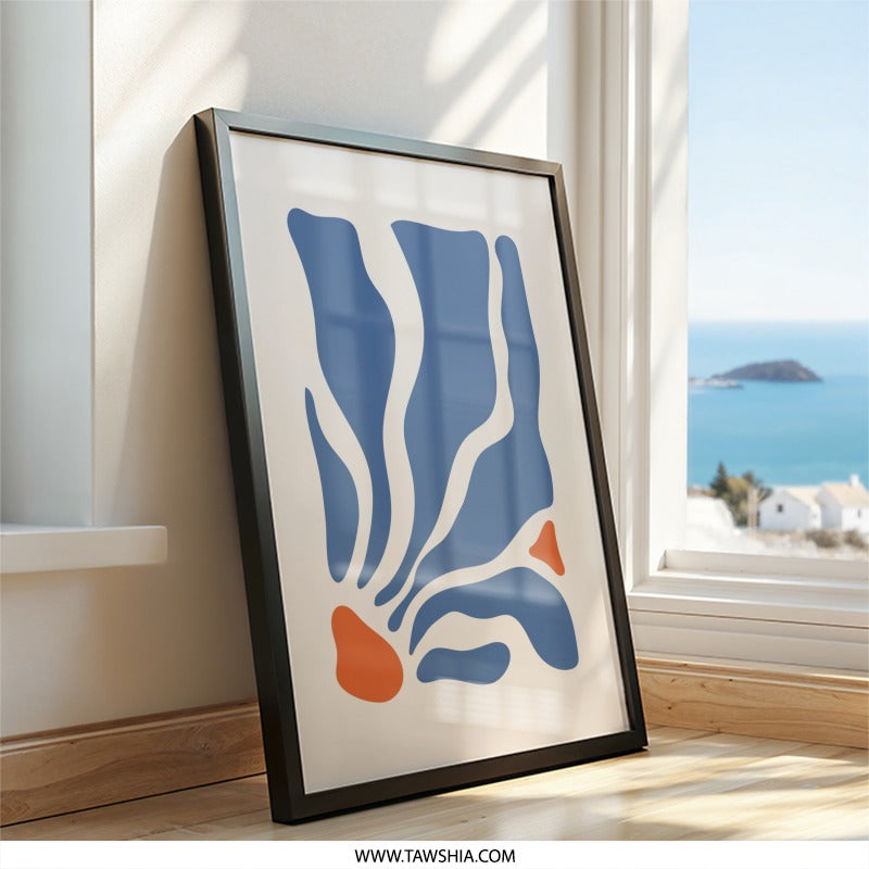 Abstract Wall Art, Modern Art Print, Blue Orange Wall Decor, Geometric Art, Contemporary Art, Minimalist Art Print, Living Room Art - Tawshia