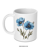 Blue Poppy Mug, Floral Coffee Mug, Flower Mug, Botanical Mug, Gift Mug, Floral Gift, Flower Gift, Nature Mug, Plant Mug, Gift for Her - Tawshia