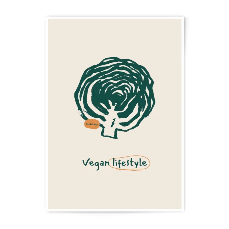 Cabbage Photographic Print, Vegan Lifestyle Art, Vegetable Wall Decor, Kitchen Art Print, Healthy Eating Poster, Minimalist Art, Foodie Gift - Tawshia