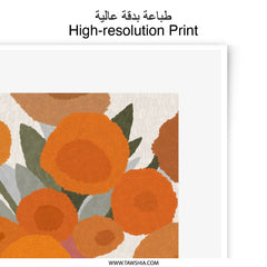 Orange Flowers Photographic Print, Floral Still Life Art, Modern Home Decor, Botanical Wall Art, Stylish Gift Idea, Unique Print - Tawshia
