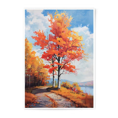 Autumn Road Photographic Print, Fall Landscape Art, Colorful Trees Photo, Nature Photography, Seasonal Decor, Wall Art Print - Tawshia