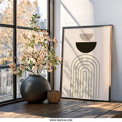 Modern Geometric Wall Art, Minimalist Print, Abstract Art Poster, Boho Decor, Neutral Tones Art, Arch Print, Home Decor, Wall Hanging - Tawshia